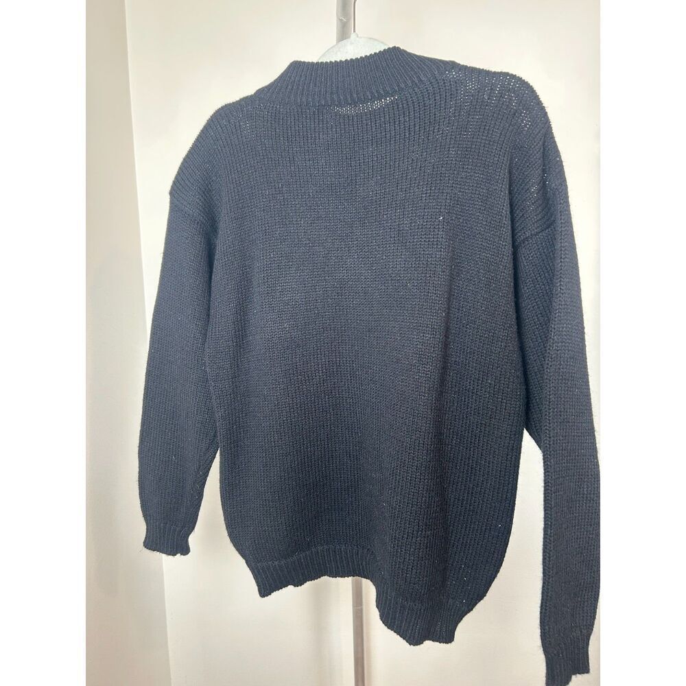 Vintage 80's Gitano 3D Knit Black Sleeve Sweater Luv Place Colorful Pullover L - Picture 2 of 5